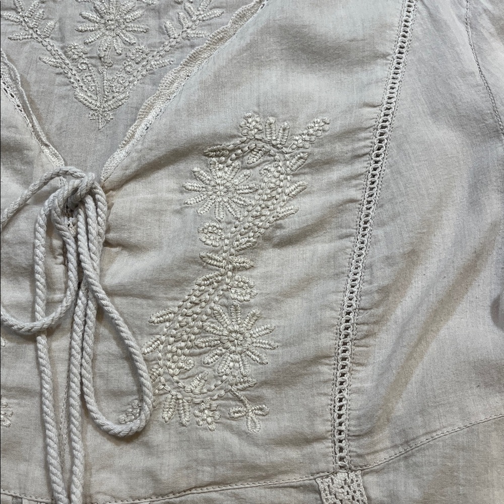 Sundance Ivory Lace Embroidery Tunic Blouse Shirt Long Sleeve 100% Cotton Size S - Picture 3 of 13